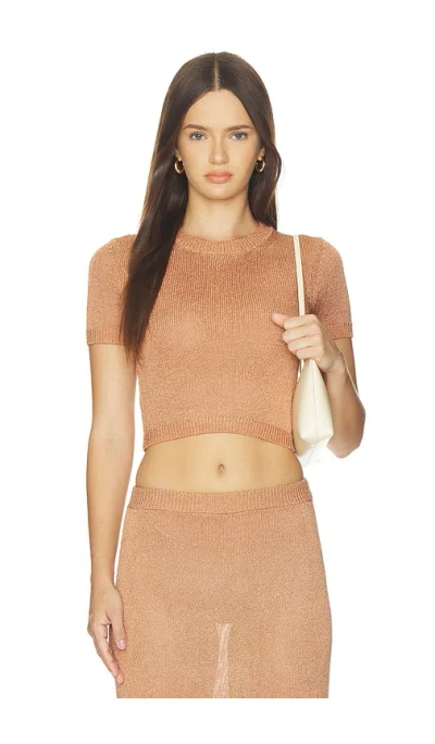 L'academie Sivan Knit Tee In Brown