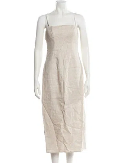 Pre-owned L'academie Square Neckline Long Dress In Neutral