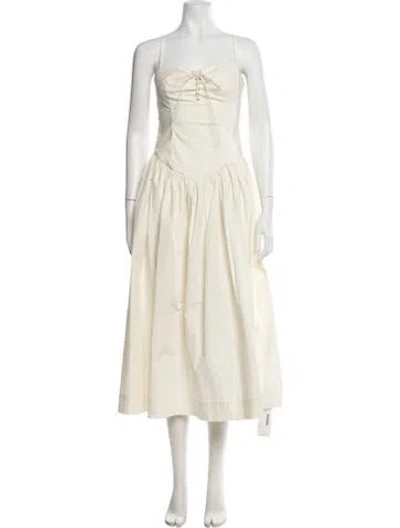 Pre-owned L'academie Square Neckline Long Dress In Neutral