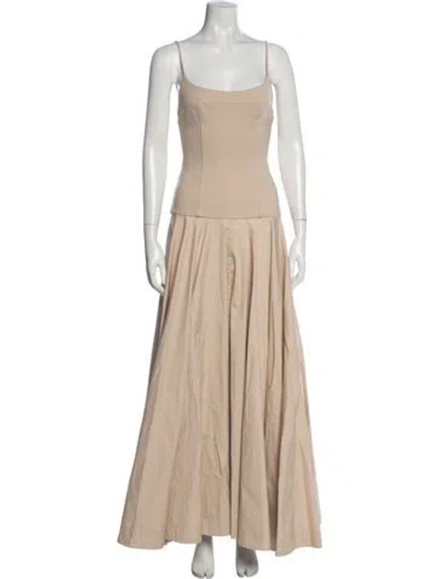 Pre-owned L'academie Square Neckline Long Dress In Neutrals