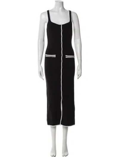 Pre-owned L'academie Square Neckline Midi Length Dress In Black