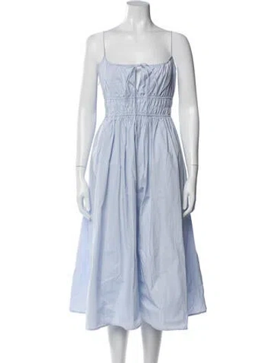Pre-owned L'academie Square Neckline Midi Length Dress In Blue