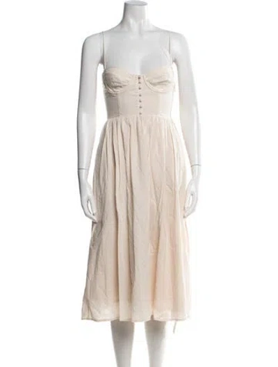 Pre-owned L'academie Square Neckline Midi Length Dress In Neutral