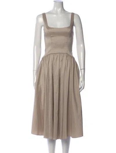 Pre-owned L'academie Square Neckline Midi Length Dress In Neutral