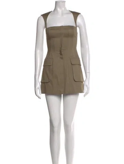Pre-owned L'academie Square Neckline Mini Dress W/ Tags In Green