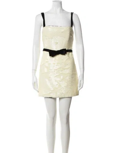 Pre-owned L'academie Square Neckline Mini Dress W/ Tags In Yellow
