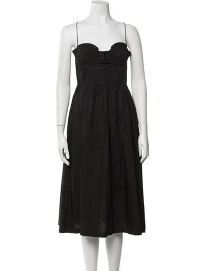 Pre-owned L'academie Strapless Midi Length Dress In Black