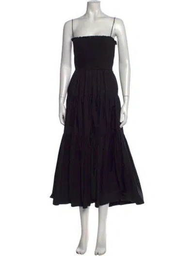 Pre-owned L'academie Strapless Midi Length Dress In Black