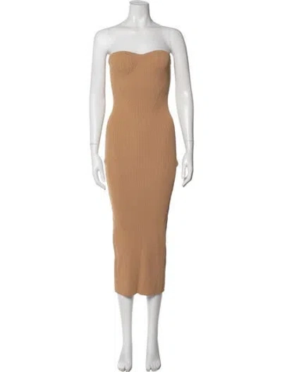 Pre-owned L'academie Strapless Midi Length Dress In Neutral