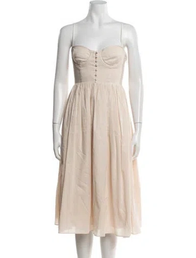 Pre-owned L'academie Strapless Midi Length Dress In Neutrals