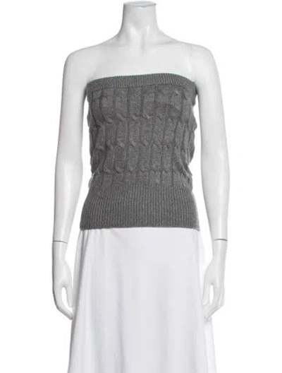 Pre-owned L'academie Strapless Sweater W/ Tags In Grey/silver