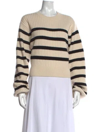 Pre-owned L'academie Striped Crew Neck Sweater In Neutrals