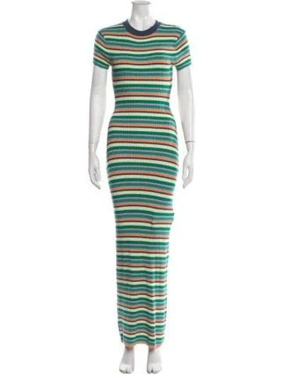 Pre-owned L'academie Striped Long Dress In Green