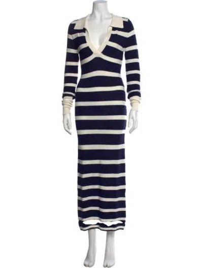 Pre-owned L'academie Striped Long Dress W/ Tags In Blue