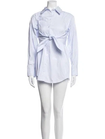 Pre-owned L'academie Striped Midi Length Dress In Blue