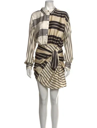 Pre-owned L'academie Striped Mini Dress In Black/neutrals