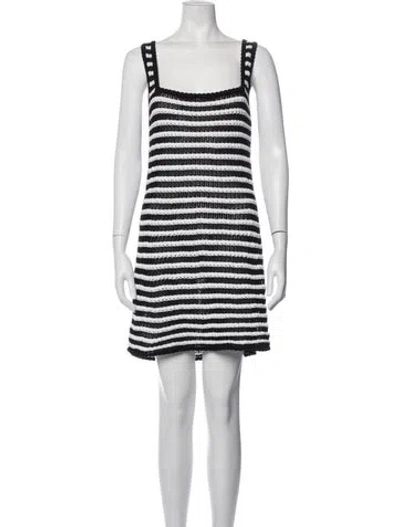 Pre-owned L'academie Striped Mini Dress In Black/white