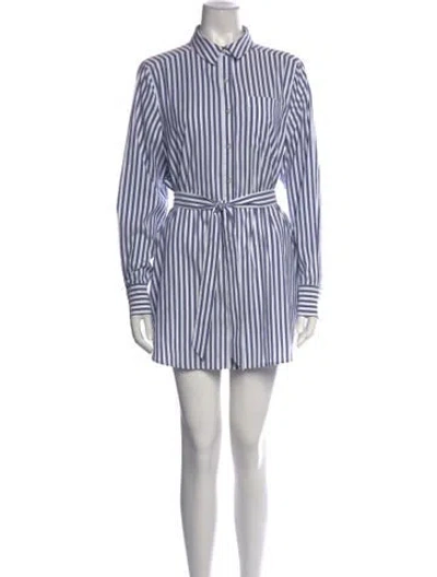 Pre-owned L'academie Striped Mini Dress In Blue