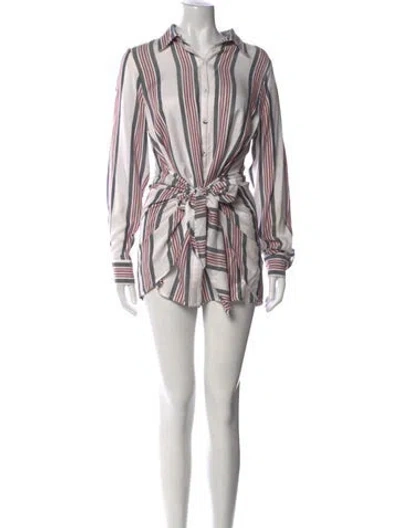 Pre-owned L'academie Striped Mini Dress In White