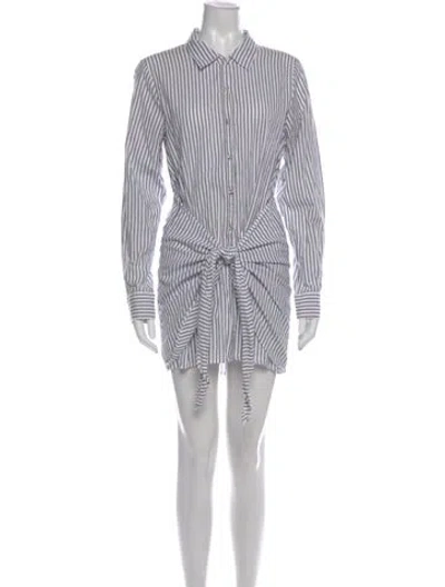 Pre-owned L'academie Striped Mini Dress In White
