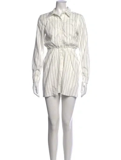 Pre-owned L'academie Striped Mini Dress In White