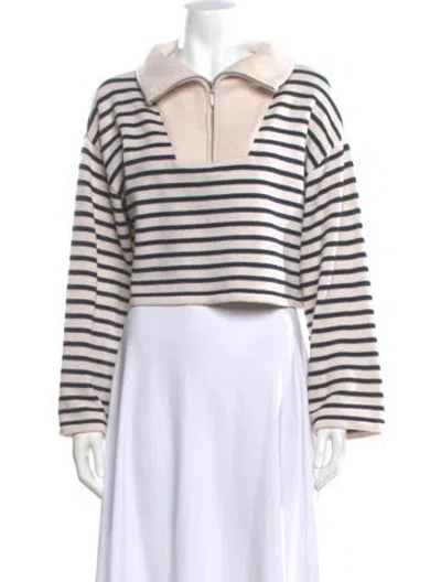 Pre-owned L'academie Striped Sweater In White
