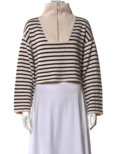Pre-owned L'academie Striped Turtleneck Sweater In Neutrals
