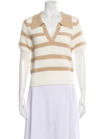 Pre-owned L'academie Striped V-neck Sweater In Neutral