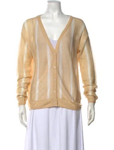 Pre-owned L'academie Striped V-neck Sweater In Neutrals