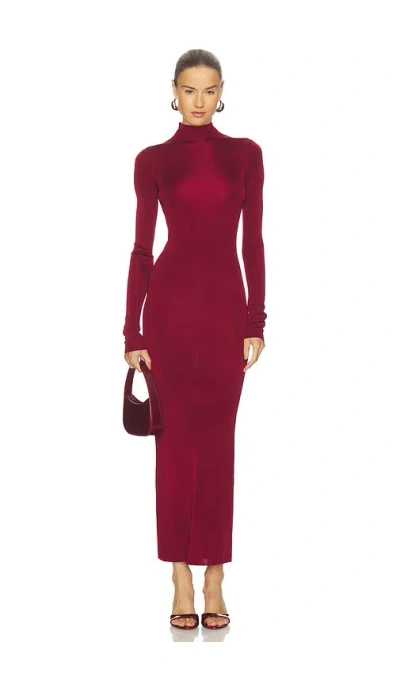 L'academie Syndi Maxi Knit Dress In Burgundy