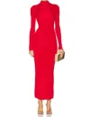 L'academie Syndi Maxi Long Sleeve Dress In Red In Red