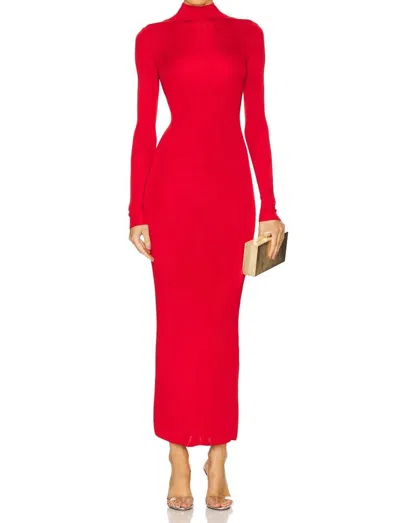 L'academie Syndi Maxi Long Sleeve Dress In Red