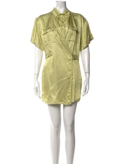 Pre-owned L'academie Tie Neck Mini Dress In Green
