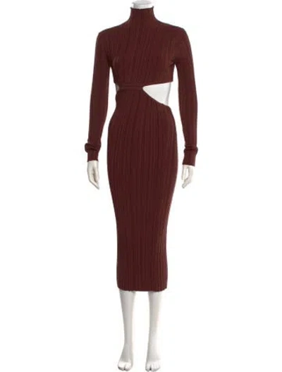 Pre-owned L'academie Turtleneck Long Dress In Brown