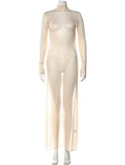 Pre-owned L'academie Turtleneck Long Dress In Neutral