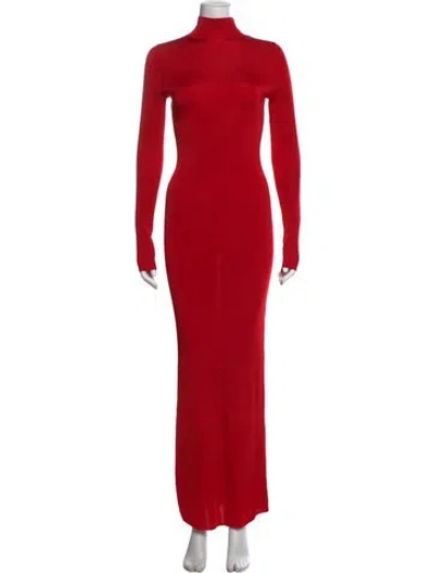 Pre-owned L'academie Turtleneck Long Dress In Red
