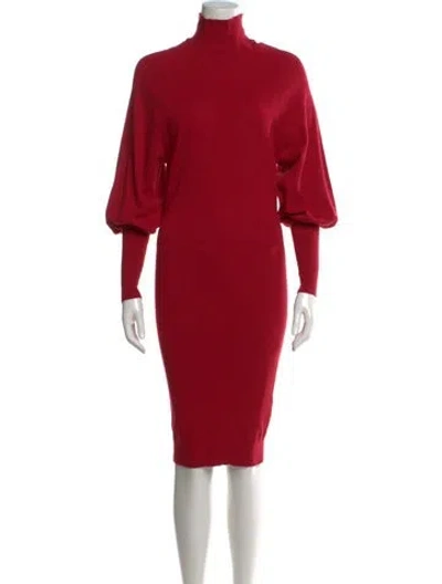 Pre-owned L'academie Turtleneck Midi Length Dress In Red