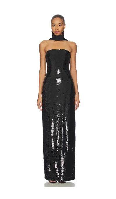 L'academie Veleda Sequin Gown In Black