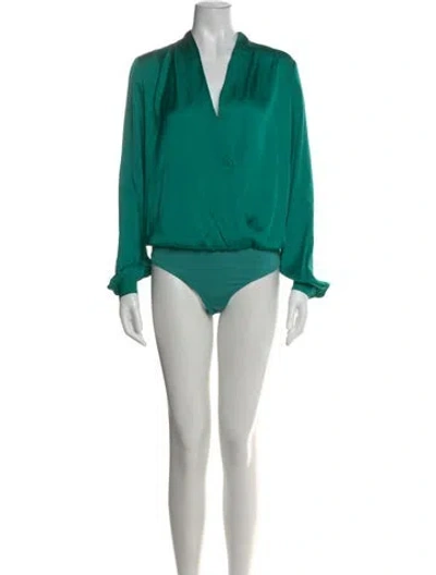 Pre-owned L'academie V-neck Jumpsuit In Green