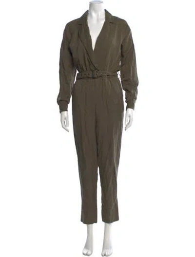 Pre-owned L'academie V-neck Jumpsuit In Green