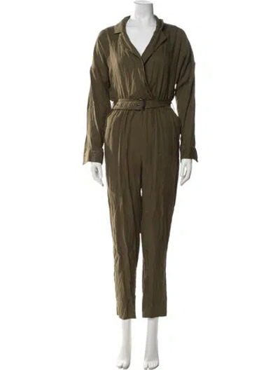 Pre-owned L'academie V-neck Jumpsuit In Green