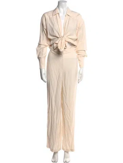 Pre-owned L'academie V-neck Jumpsuit In Neutral