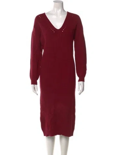 Pre-owned L'academie V-neck Knee-length Dress In Red