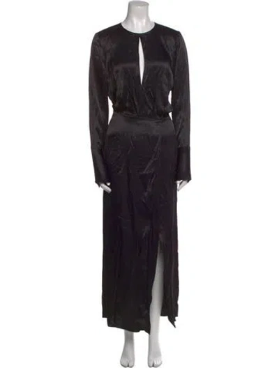 Pre-owned L'academie V-neck Long Dress In Black