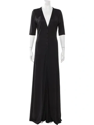 Pre-owned L'academie V-neck Long Dress In Black