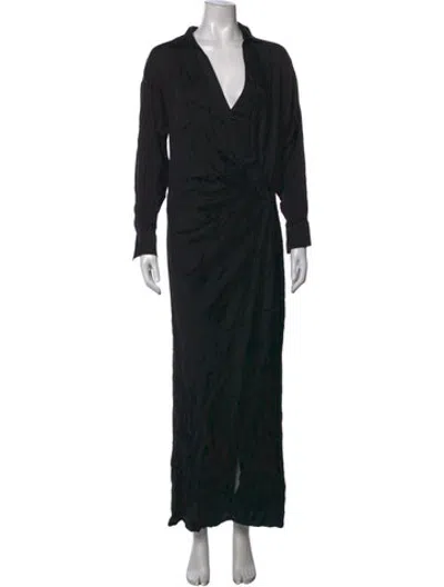 Pre-owned L'academie V-neck Long Dress In Black