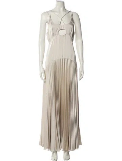 Pre-owned L'academie V-neck Long Dress In Neutral