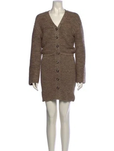 Pre-owned L'academie V-neck Long Dress In Neutral