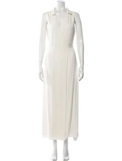 Pre-owned L'academie V-neck Long Dress In Neutral
