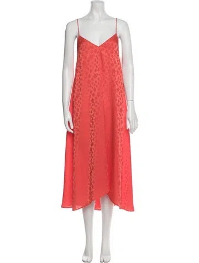 Pre-owned L'academie V-neck Long Dress In Orange